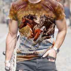 Horse 3D Print Men's Short Sleeve T-shirt Graphic Tee Men's Summer Clothes