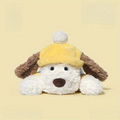 Cartoon Dog Plush Toy Yellow Hat Soft Stuffed Animal Mixed Colors