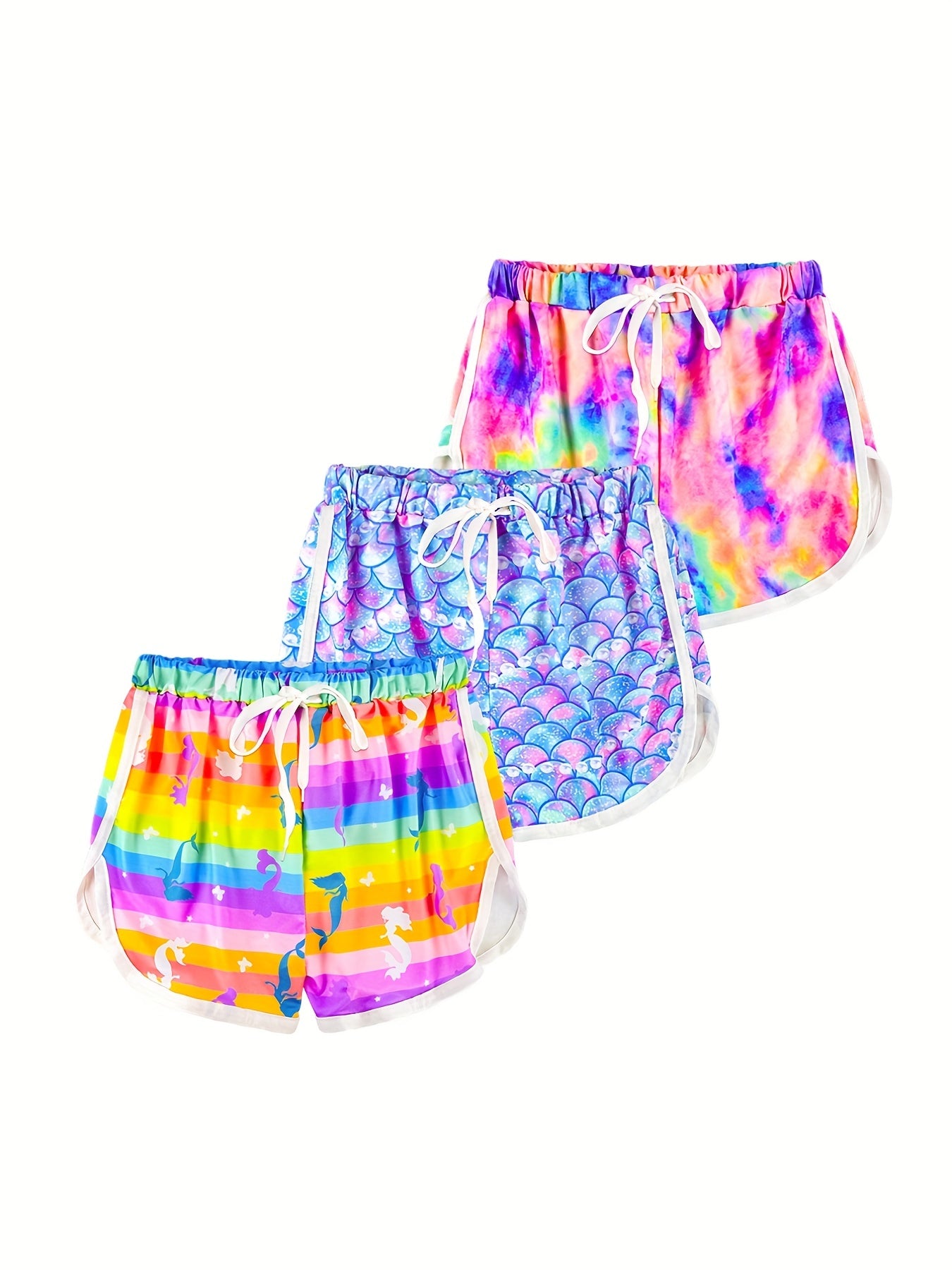 3pcs Girls Athletic Shorts Printed Kids Running Shorts