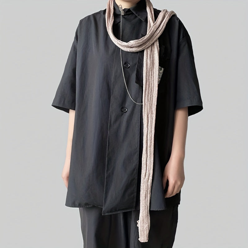 Y2K Retro Silver Thread Knitted Scarf