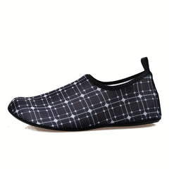 Women's Plaid Pattern Slip On Water Socks Quick Drying Shoes