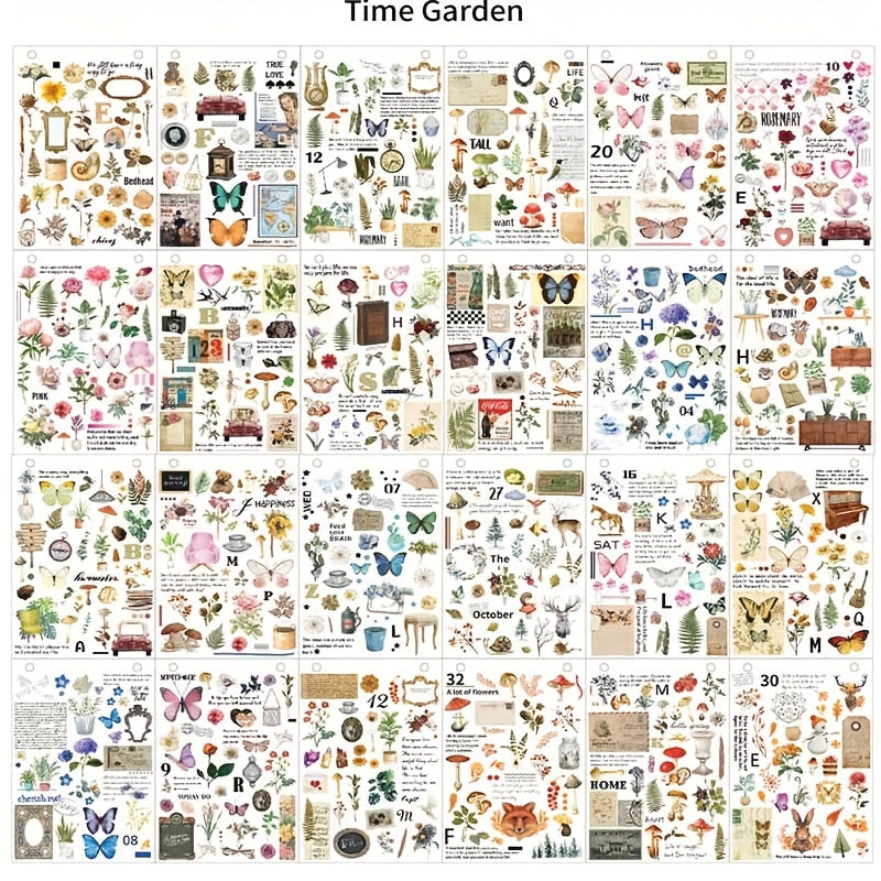 DIY Retro Journal Stickers Kit - Literary & Artistic Floral Butterfly Materials