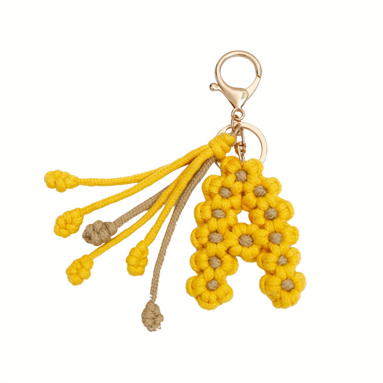 Yiflin Boho Initial Letter Keychain Daisy Car Key Keychain With Tassel