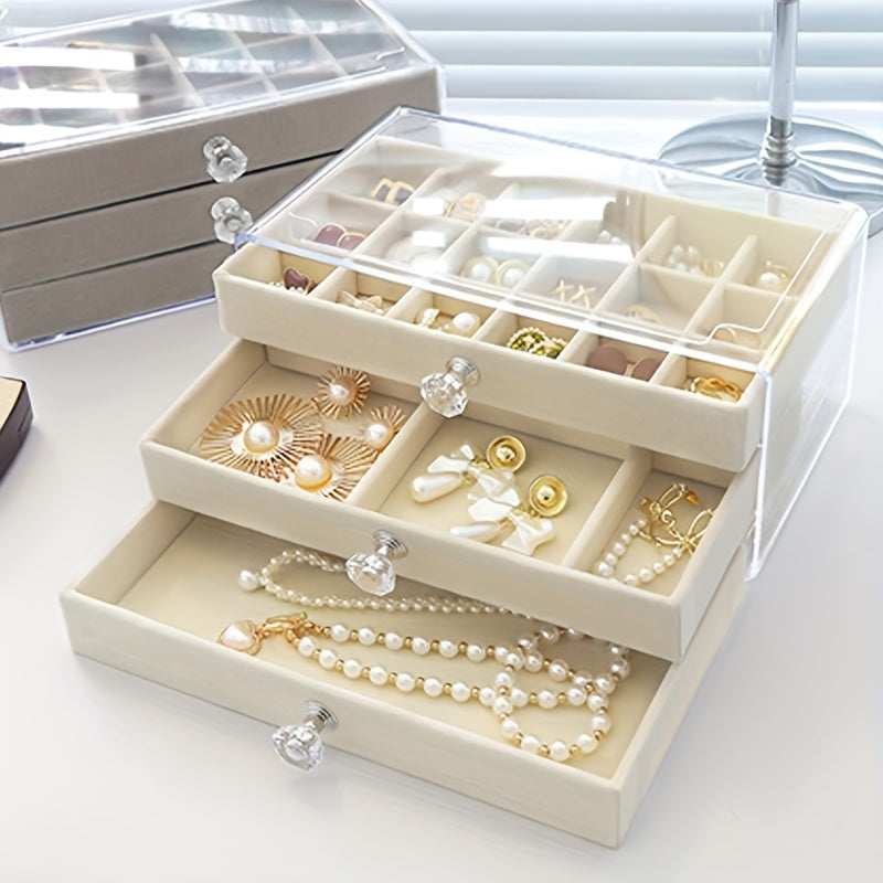 Transparent Jewelry Box Earring Ring Storage Box Drawer Style Necklace Brace