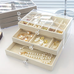 Transparent Jewelry Box Earring Ring Storage Box Drawer Style Necklace Brace