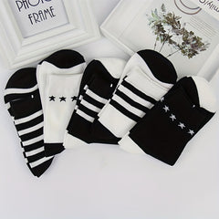 Men's Block Striped Crew Socks - Breathable Comfy Casual Unisex Socks