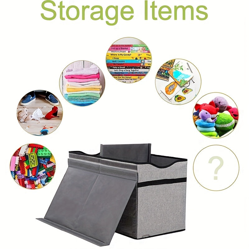 Extra Large Kids Toy Organizer Collapsible Grey Storage Bin