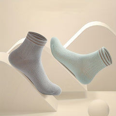 Women's Striped Crew Socks - Comfy & Breathable Short Socks