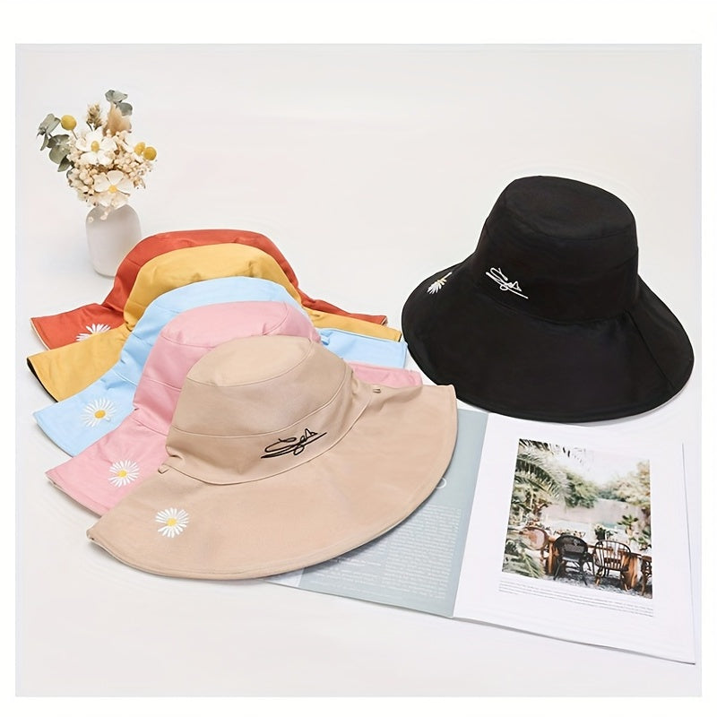 Candy Reversible Bucket Hat with Daisy Embroidery