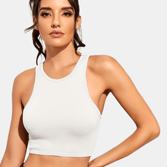 Sleeveless Sports Vest Women Chestless Pad Fitness Top Bodycon Seamless Knitted
