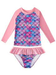 Girls' 3D Printed Mermaid Bikini Swimsuit