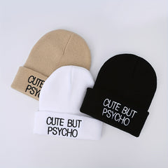 Hip Hop Knitted Hat Embroidered Warm Beanie for Men Women Outdoor Skiing