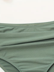 Green High Waist Bikini Bottom Ruched Beachwear Swimwear