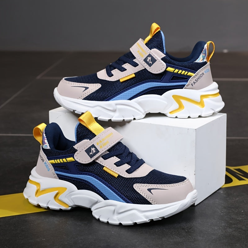 Boys Mesh Sneakers Hook and Loop Lightweight Anti Slip Shoes