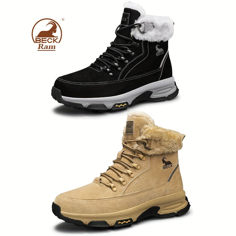 Men's Winter Thermal Snow Boots Fuzzy Lining Windproof Hiking Shoes