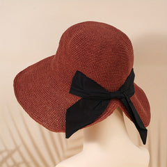 Bowknot Floppy Summer Bucket Hat Sun Hats Crochet Straw Hats