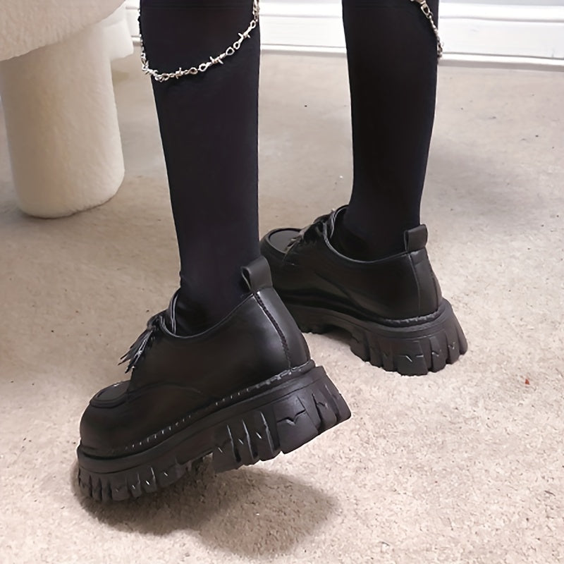 Women's Gothic Platform Loafers Bat Wings Chunky Shoes