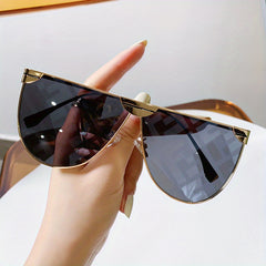 Y2K Flat Top Sunglasses Mod Large Tinted Metal Glasses UV400