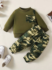 Baby Boys Camo Outfit Sweatshirts & Pants Set
