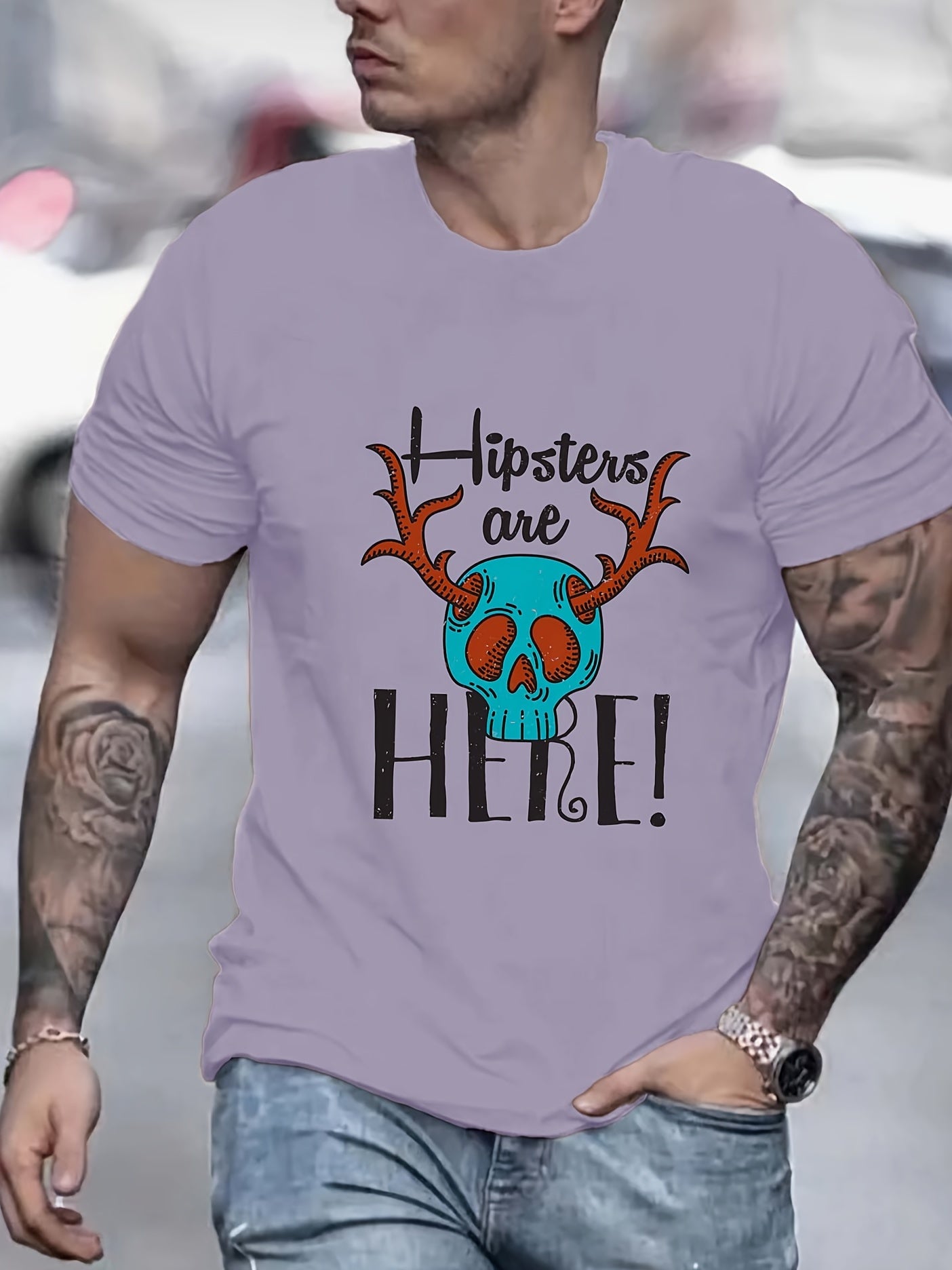 Anime Skull Print Men's Graphic Crew Neck Active T shirt Casual Comfy Tees