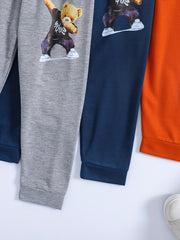 Kid's Bear Print Sweatpants Elastic Waist Sports Clothes