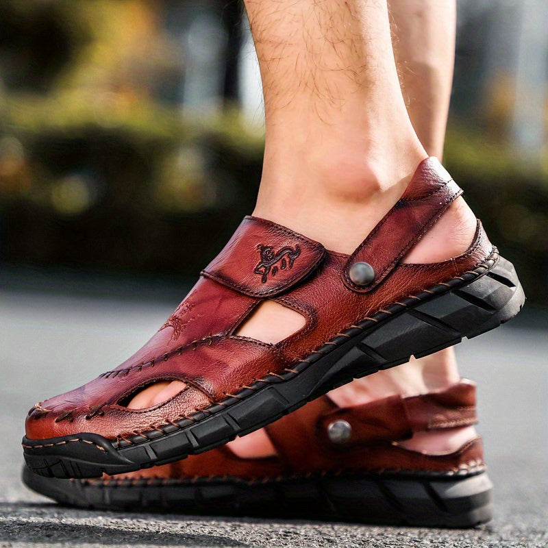Men's Leather Hiking Sandals Beach Water Shoes