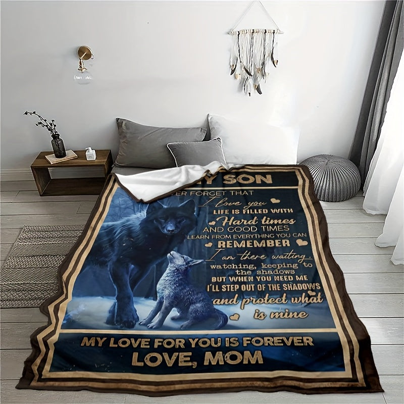 Printed Wolf Pattern Blanket Soft And Comfortable Home And Camping Gift
