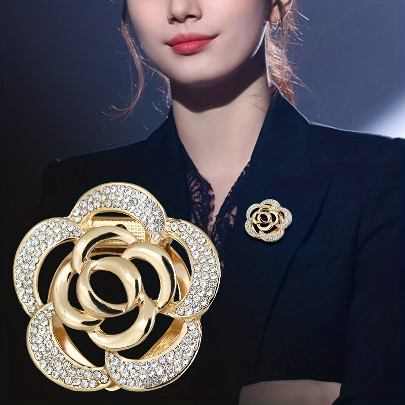 Rhinestone Buckle Silk Scarf Shawl Dress Decorated Pin Brooch