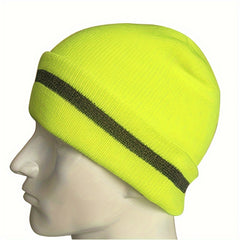 Reflective Stripe Knitted Hat Safety Winter Cap