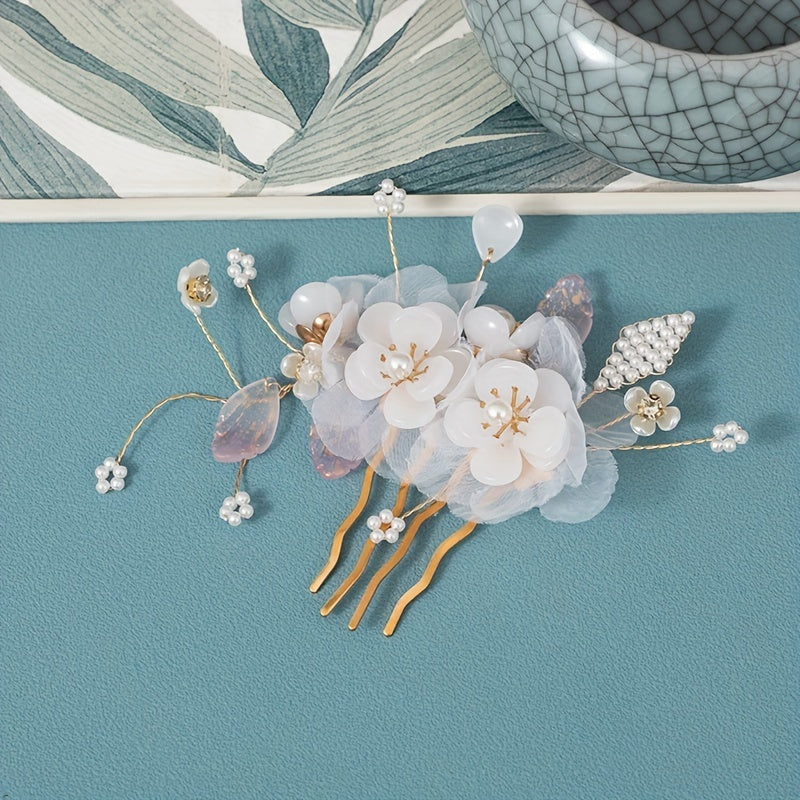 Vintage Flower Hair Comb Girl's Headgear Hanfu Hair Accessory