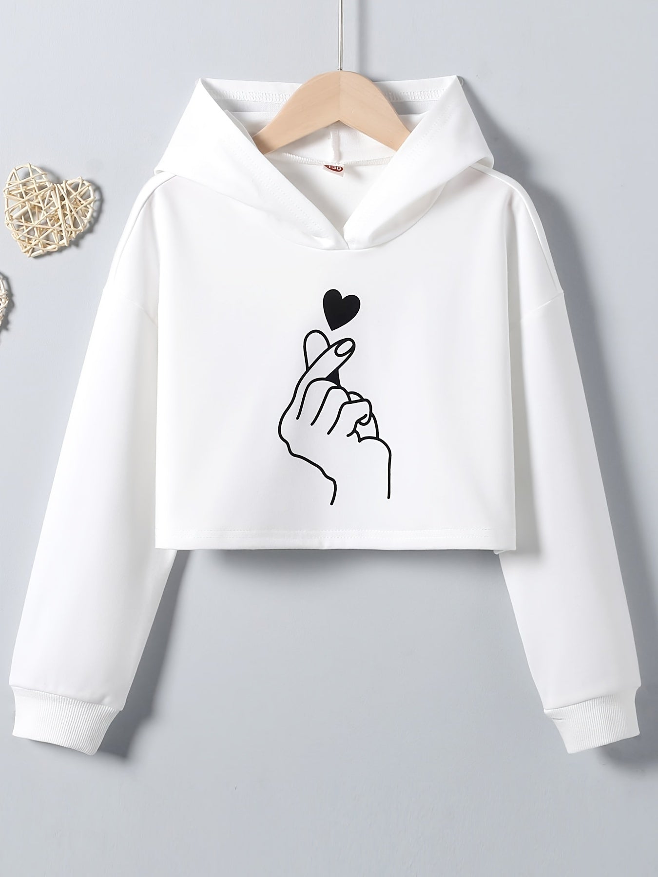 Girls Hoodie Graphic Long Sleeve Pullover Sweatshirt Crop Top Kids Clothes
