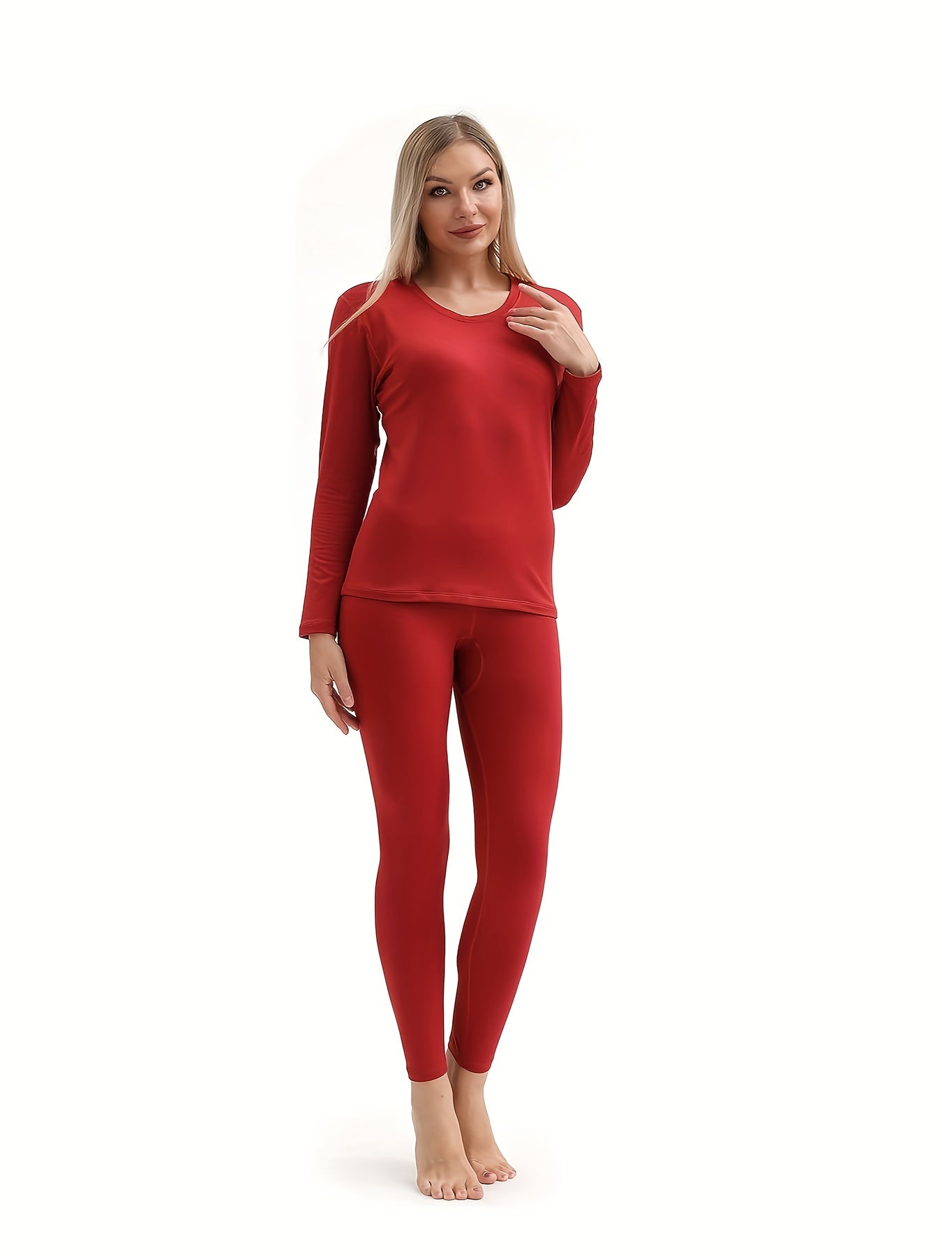 Women's Thermal Underwear Set Soft Base Layer Skiing Winter Warm Top & Leggings