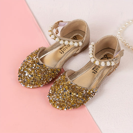 Glitter Dress Shoes Low Heel Princess for Kids