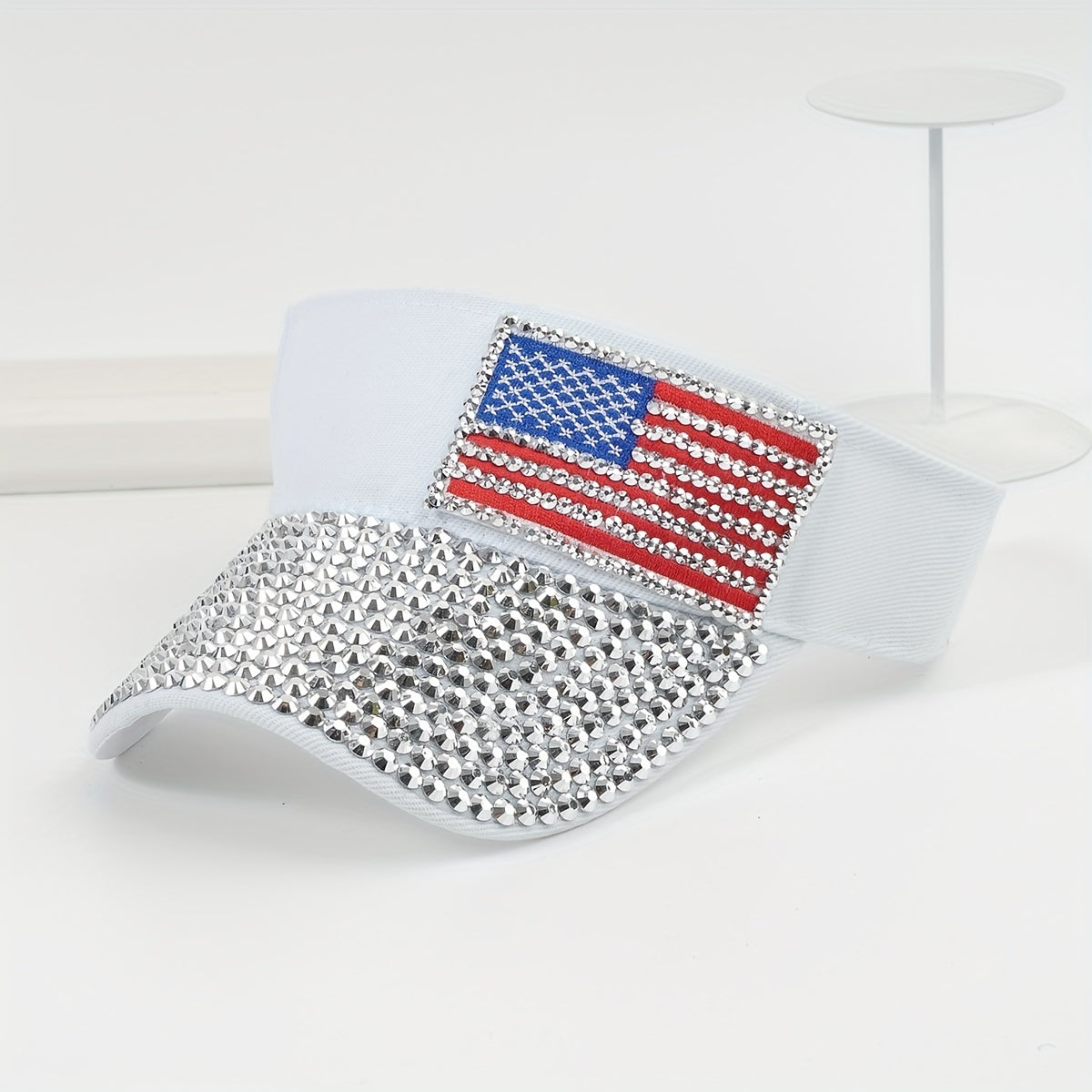Rhinestone Visor Hat Flag Patch Sun Hat Baseball Cap