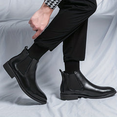 Men's Retro Chelsea Boots Pointed Toe Slip On High Top Boots
