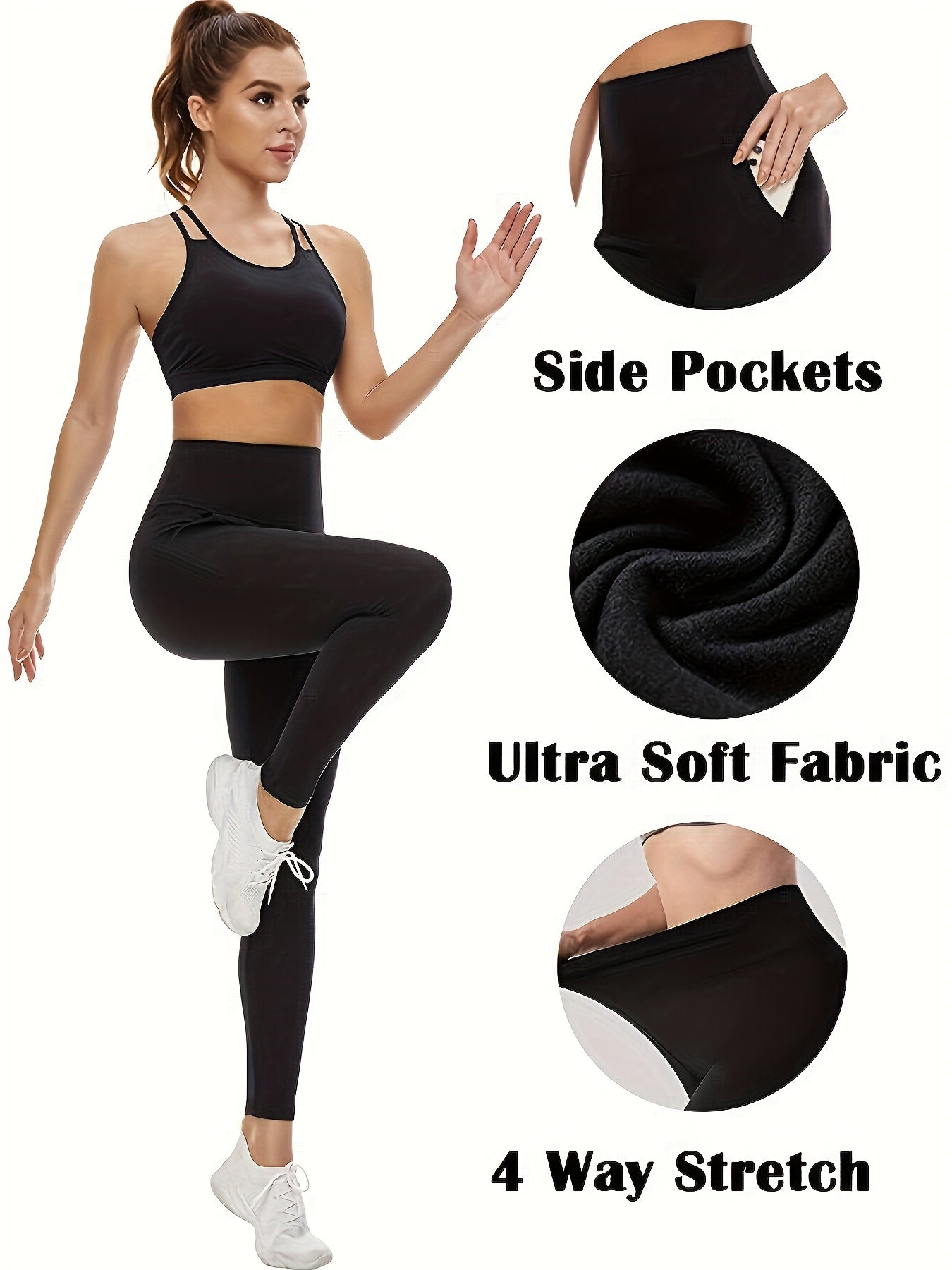 5pcs Leggings Sports With Pockets For Women High Waisted Tummy Control Workout