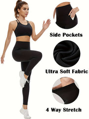 5pcs Leggings Sports With Pockets For Women High Waisted Tummy Control Workout