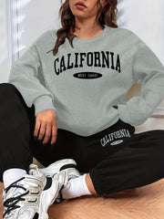 California Print Casual Two Piece Set Long Sleeve Sweatshirt & Sweatpants