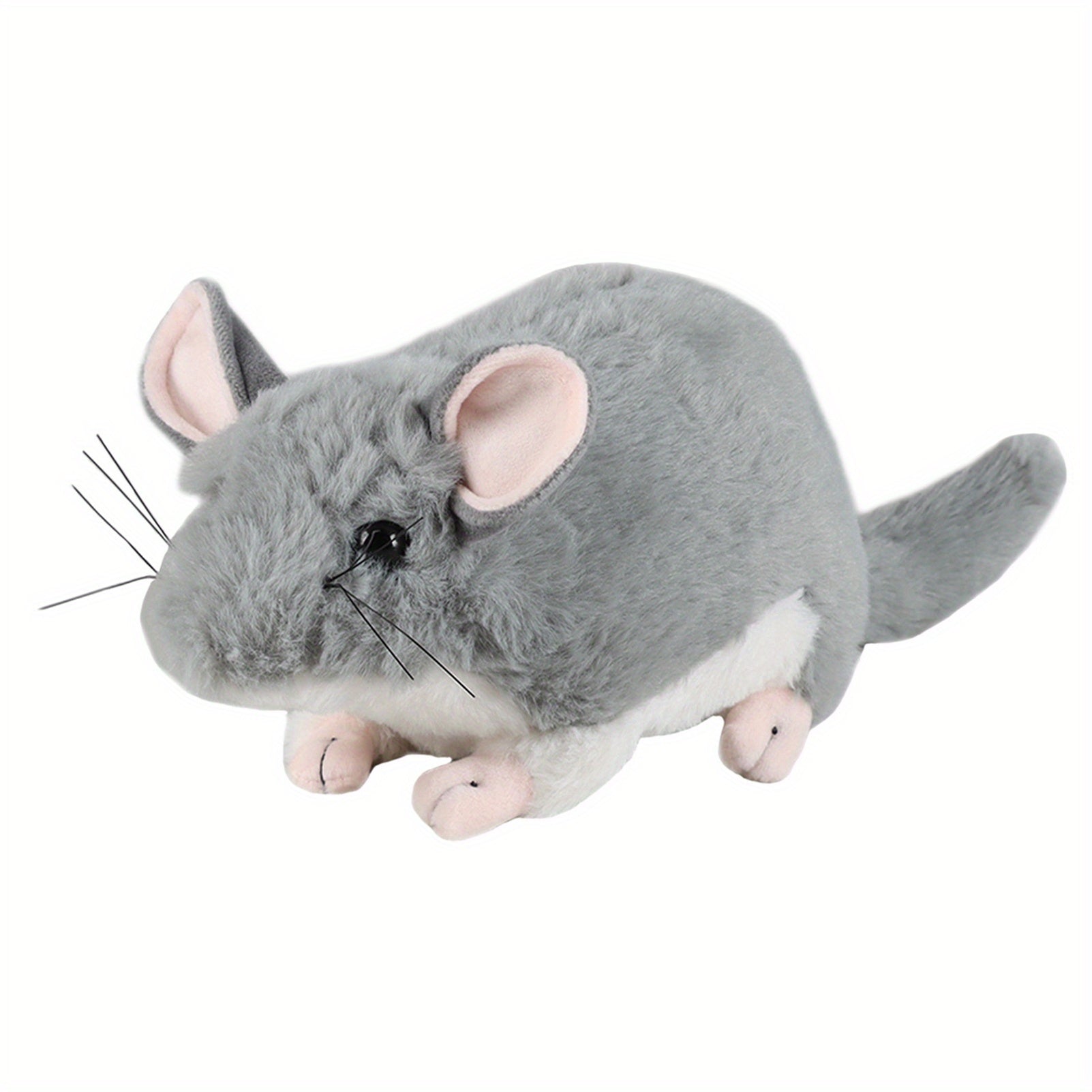 Realistic Chinchilla Plush Toy Grey Stuffed Animal with Big Tail
