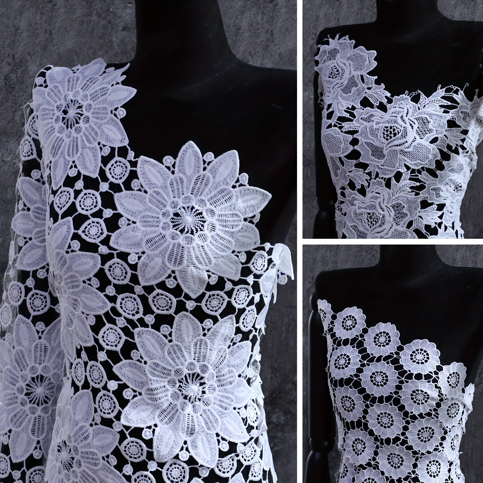 1pc Floral Fabric Diy Embroidery Hollow Fabric Dress Wedding Dress Cheongsam