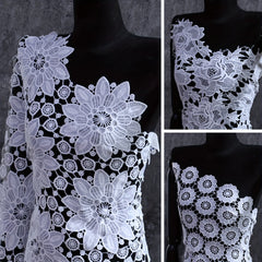 1pc Floral Fabric Diy Embroidery Hollow Fabric Dress Wedding Dress Cheongsam