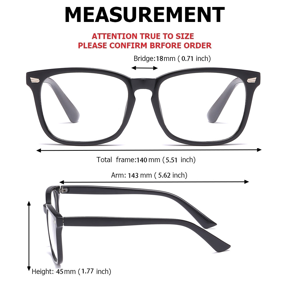 Square Light Blocking Glasses Eyeglasses Frame