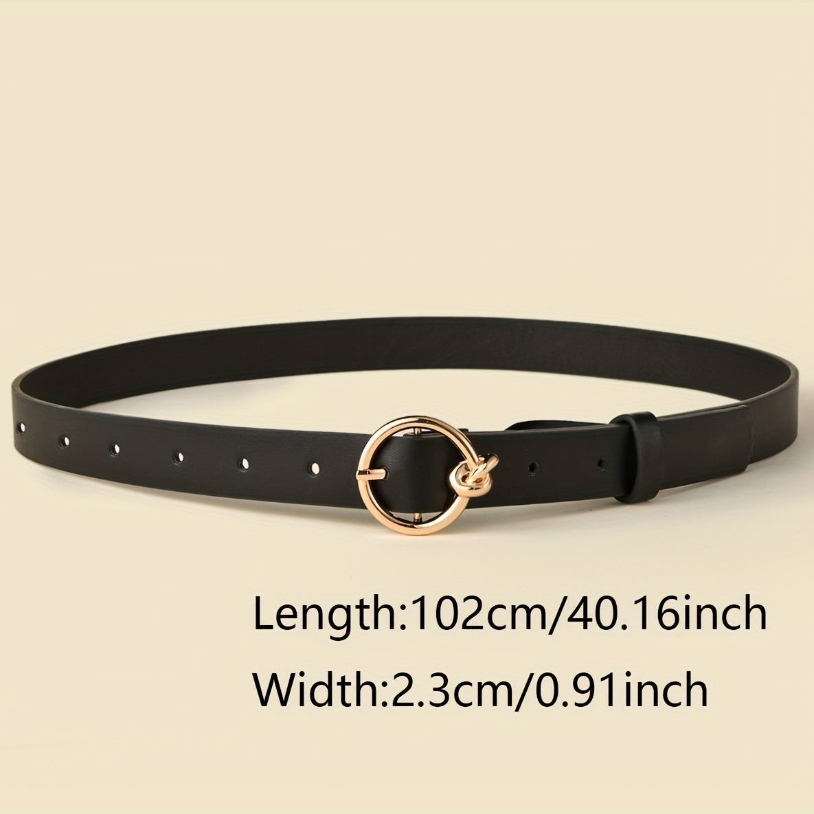 2pcs Round Buckle Belt Classic Solid PU Leather Waist Belt Women