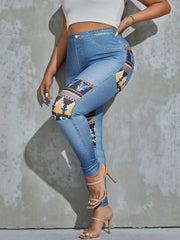 High Stretch Geometric Print Leggings Elastic Waist