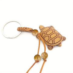 Vintage Lucky Elephant Carved Pendant Keychain Key Ring