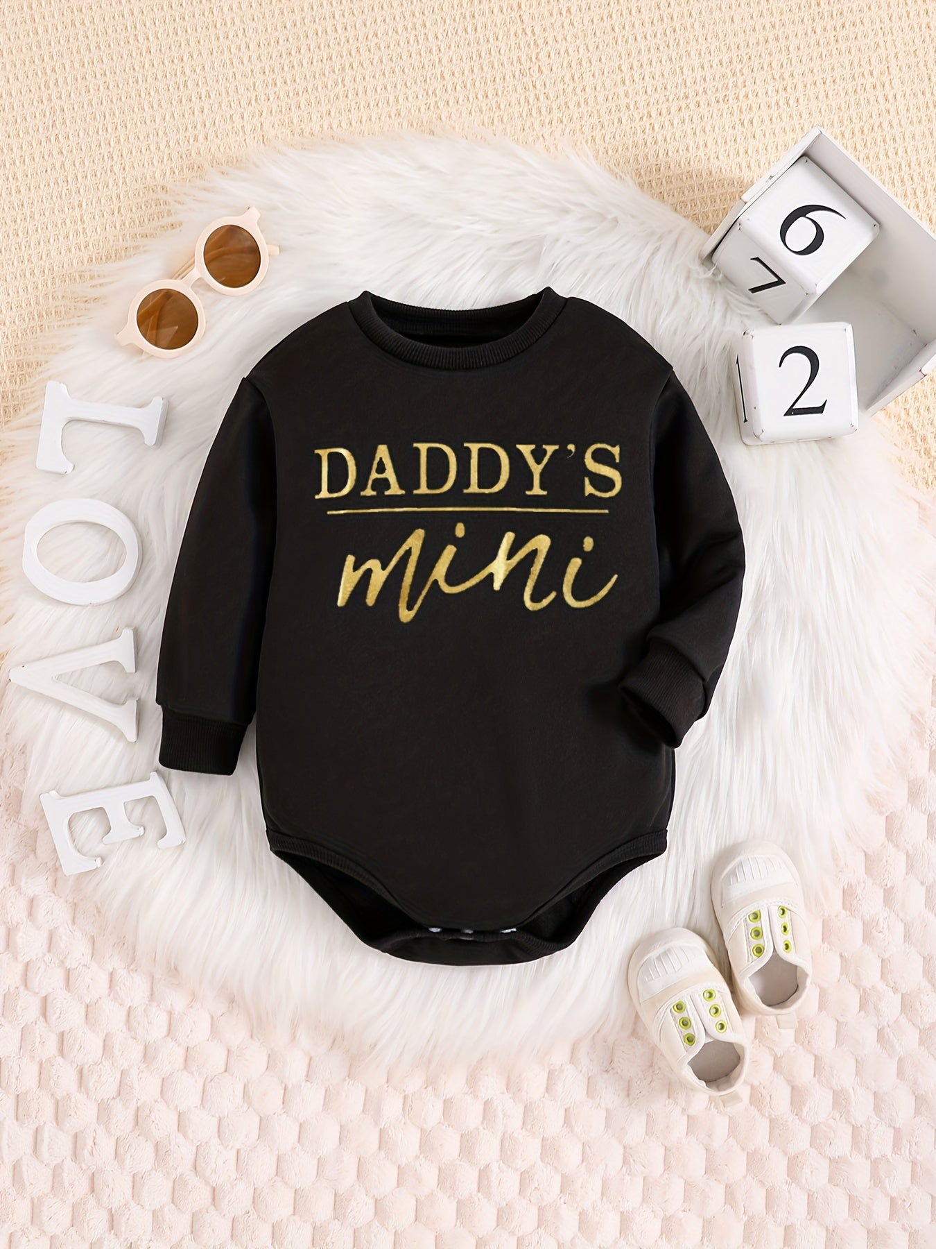 Baby Boy's Triangle Bodysuit with DADDY'S MINI Print