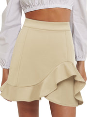 Ruffle Trim Bodycon Skirt Zip Back