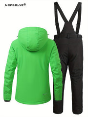 Floral Print Ski Set Hooded Jacket & Trouser Suit Women's Activewear