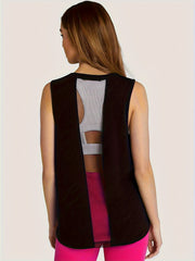 Mesh Back Sports Tank Top, Sleeveless Fitness Top