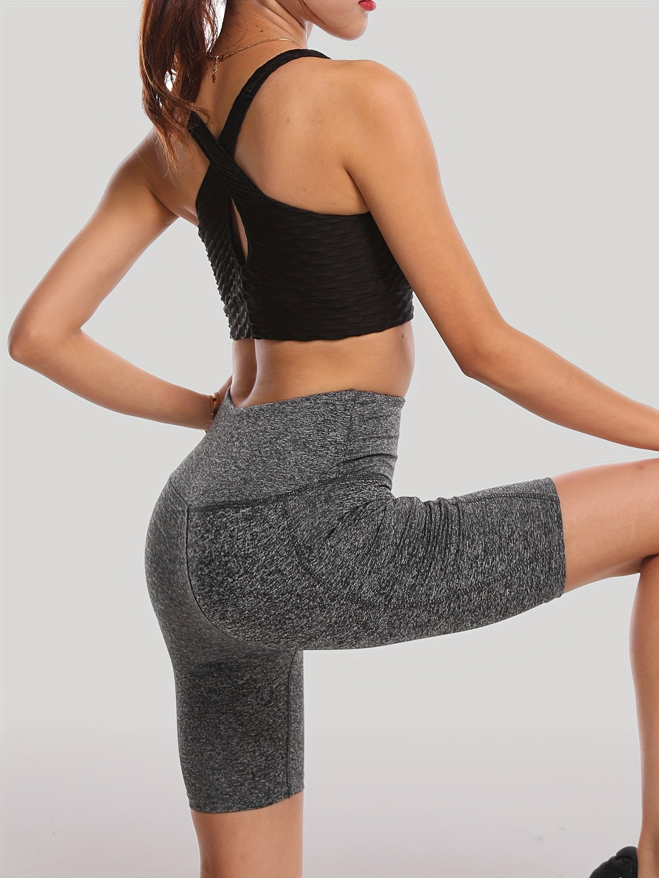 High Waist Pocket Yoga Workout Shorts Hip Lifting Running Fitness
